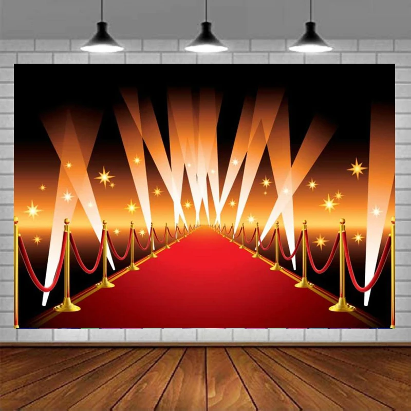 

Red Carpet Stage Photography Backdrop Spotlight Sparkly Superstar Drama Play Music Show Background Birthday Baby Shower Banner