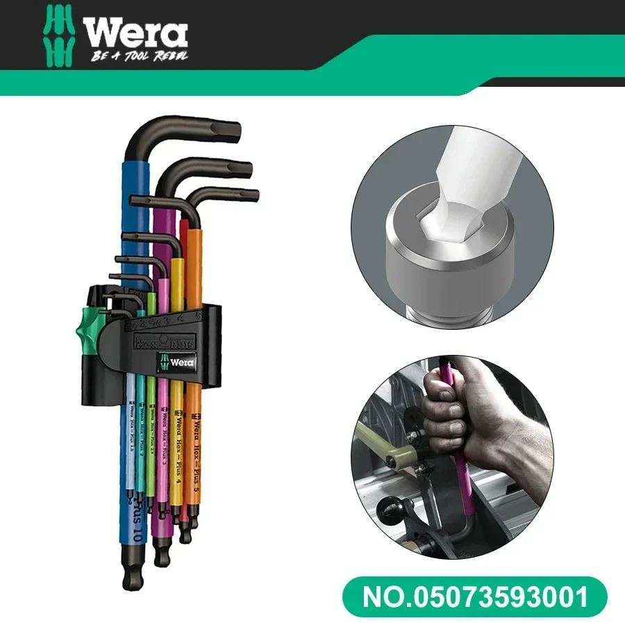 

Genuine WERA No.05073593001 950 Tools 9 Pieces Metric Long Arm Hex Key Sets Multicolour L-Key Set SPKL/9 SM N SB BlackLaser