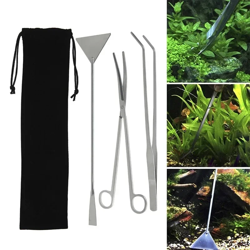 Aquarium Scissor Tools Fish Tank Tweezer Plants Wave Scissors Grass Stainless Cleaning Tools Storage Holder Aquarium Accessories