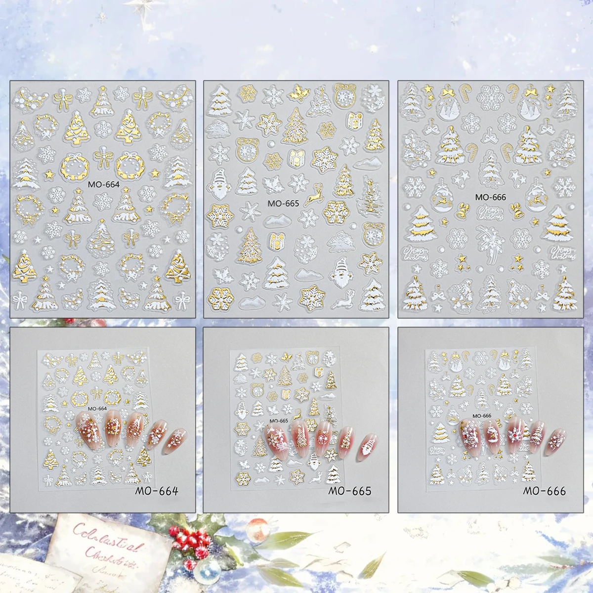 3 to 12 Sheets 5D Gold White X - Nail Art Xmas Tree review and price