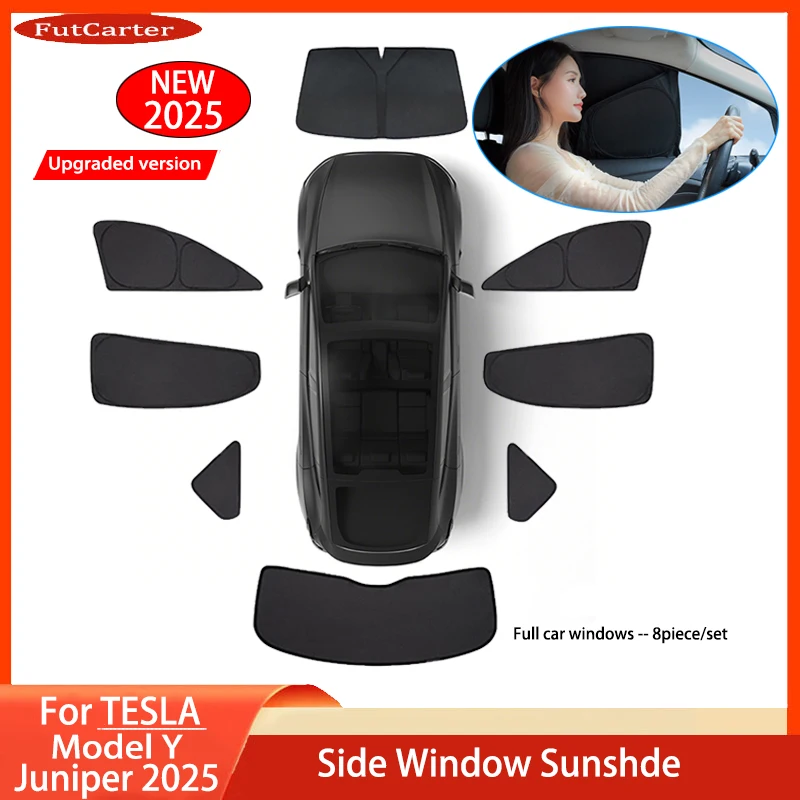 For Tesla Model Y Juniper2025 Sun Shade Front Rear Side Window Sunshade Windshield Sun Visor Outdoor Camping Interior Accessorie