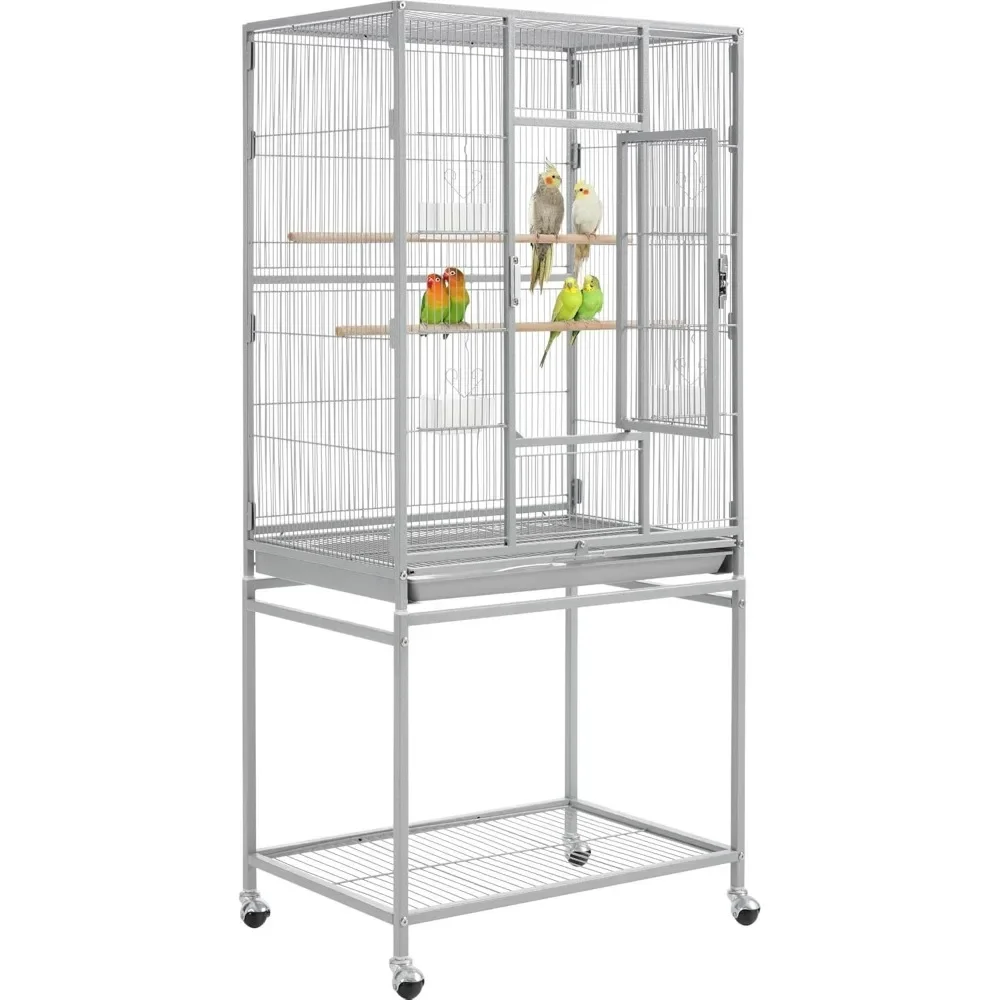 Metal Large Bird Cage Parrot Parakeet Cage W/Stand For Small Parrot Parakeet Lovebird Budgie Finch Canary Green