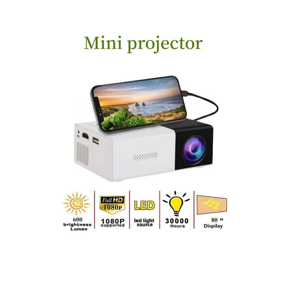 Mini proyector LED portátil YG300, compatible con com HDMI, USB, TF audio, casa leitor multimitídia, inteligente,portátil,viagem