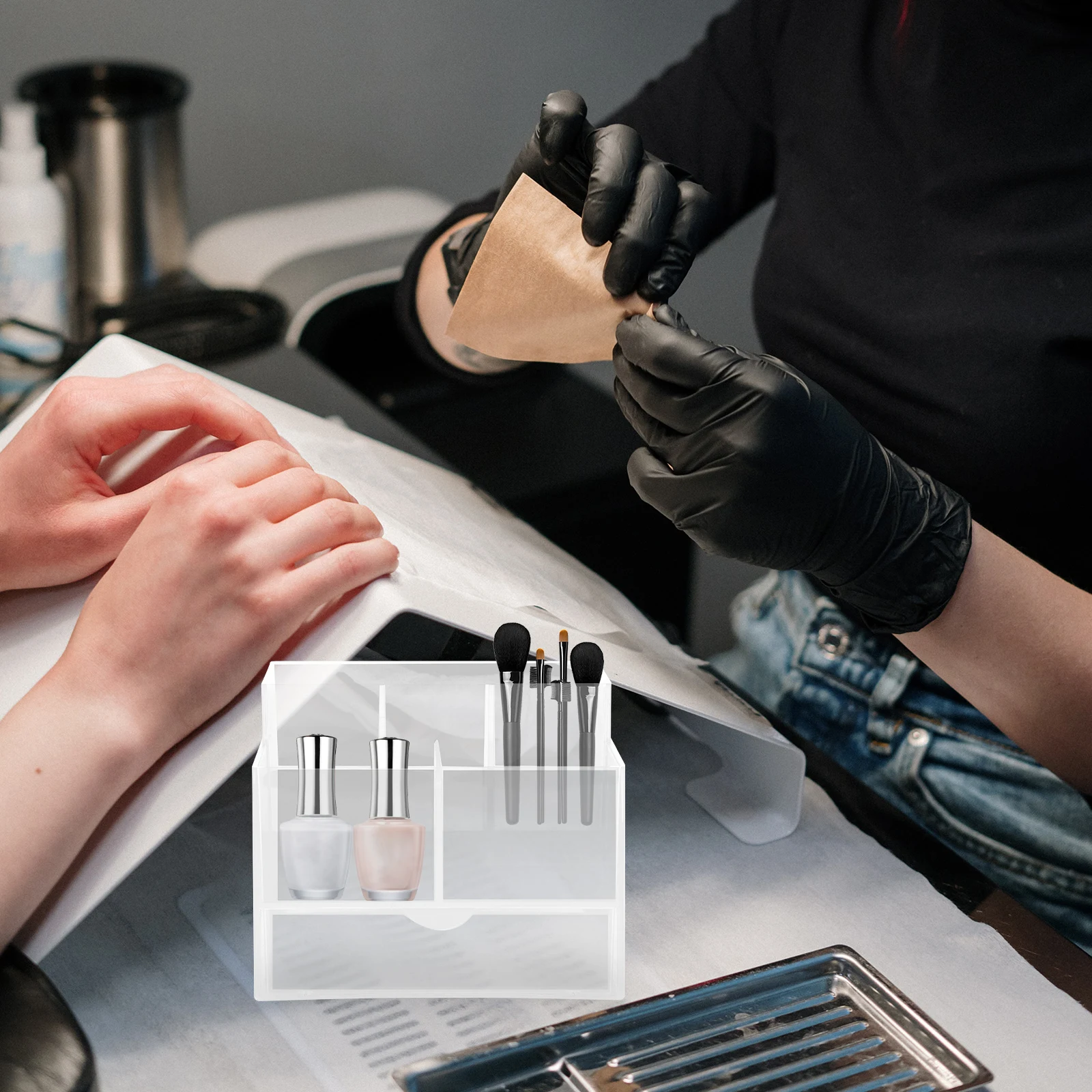 

Manicure Storage Box Nail Art Organizer Desktop Container Perfect for Salon Home DIY Premium Material Practical Useful