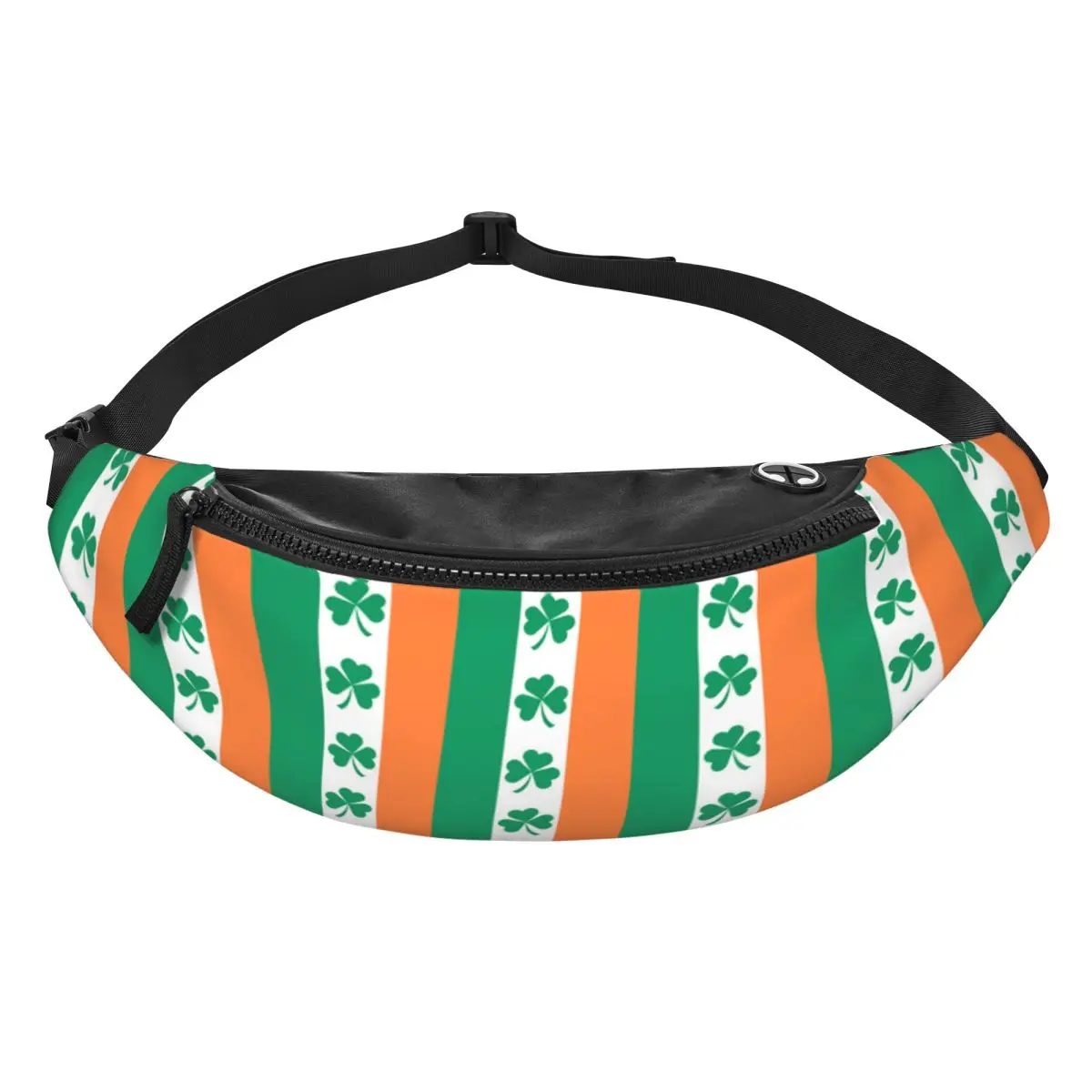 Custom Irish Flag St Patrick's Day Shamrock Clover Leaf Fanny Pack Men Women Crossbody Waist Bag for Traveling Phone Money Pouch