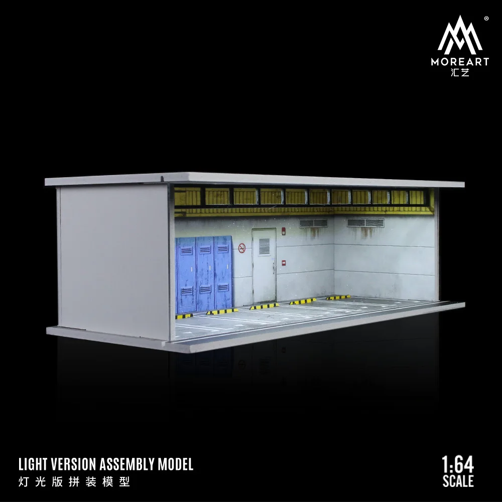 Morear 1/64 Classic repair room parking lot LED lighting version assembled model scene set/shipping in january 2025