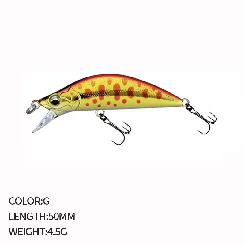 Small Fishing Lures Wobblers Pesca 50mm 4.5g Stream Sinking Minnow Hard Bait Perch Pike Salmon Trout Bass