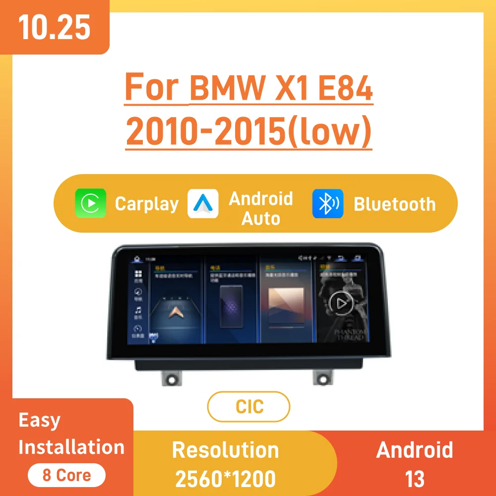 10.25‑Inch Android 13 Car Multimedia GPS Navigation for BMW X1 CIC LOW E84 2010-2015 with Wireless CarPlay