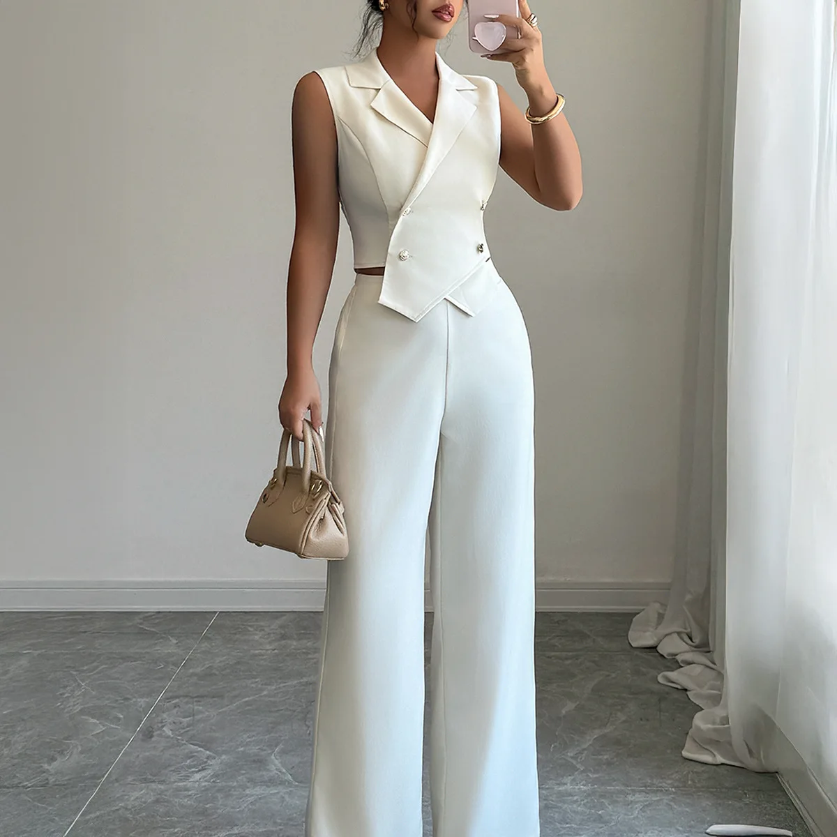 

Temperament Elegant Waist Top Drape Wide Leg Suit Women's Clothing Spring and Summer 2026