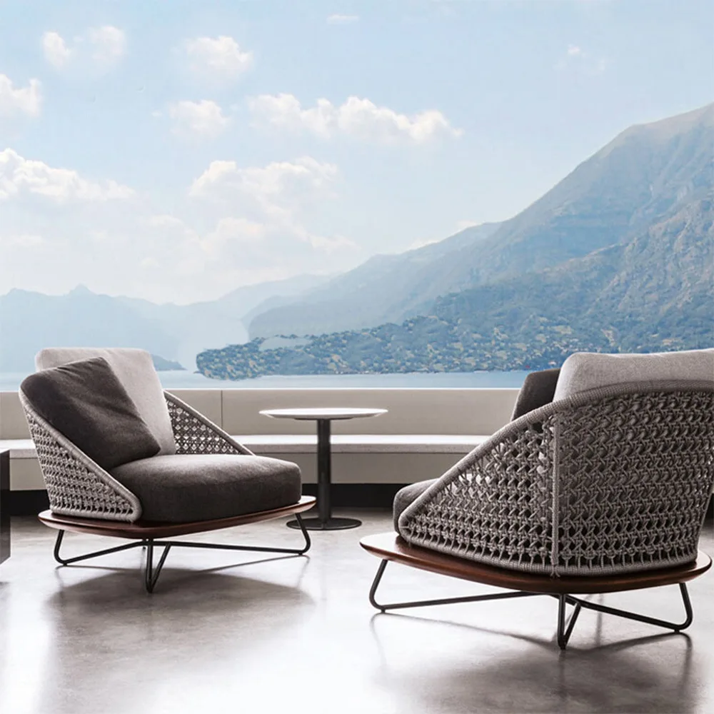 Outdoor rattan sofa courtyard waterproof homestay balcony leisure single rattan chair sofa rattan sofa three-piece furniture