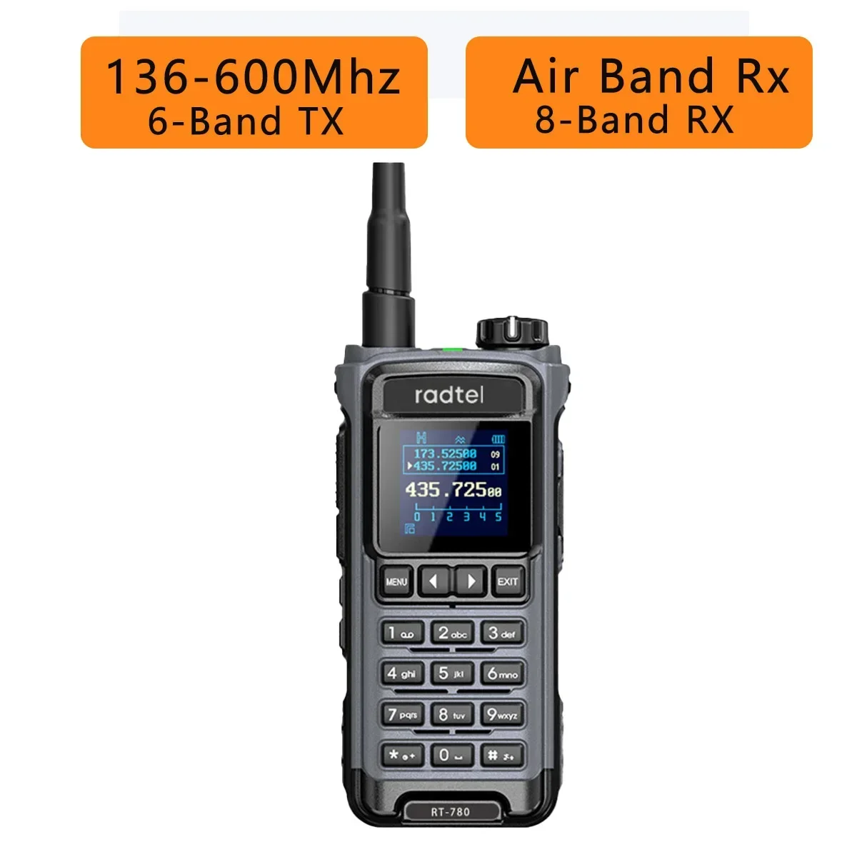 Radtel RT-780 136-620Mhz Walkie-talkie amatoriale ricevitore Radio Air Band ricetrasmettitore Radio portatile bidirezionale a lungo raggio USB-C