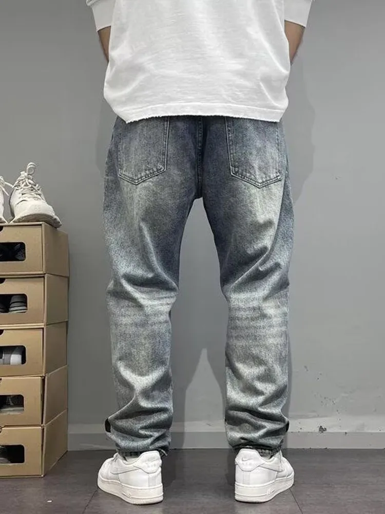 Autumn and Spring New Fashion Trend Printed Straight Leg Sports Denim Pants Men… - Image 6