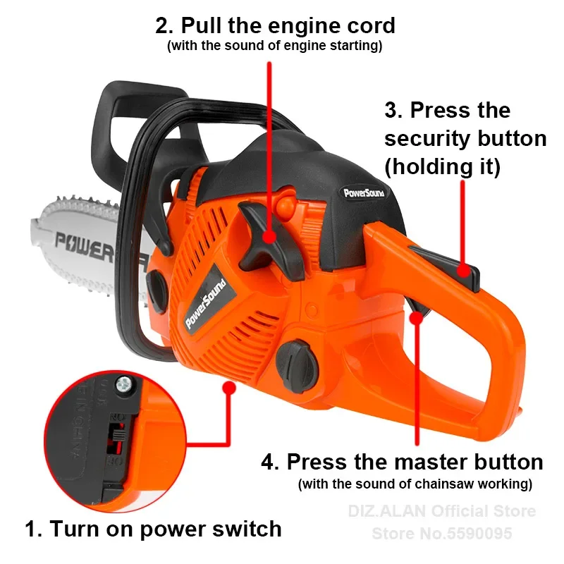 Ferramentas de motosserra de brinquedo para crianças, Motosserras elétricas, Banco de ferramentas para meninos, Pretend Play, Serra com som, Ferramentas de brinquedo para crianças