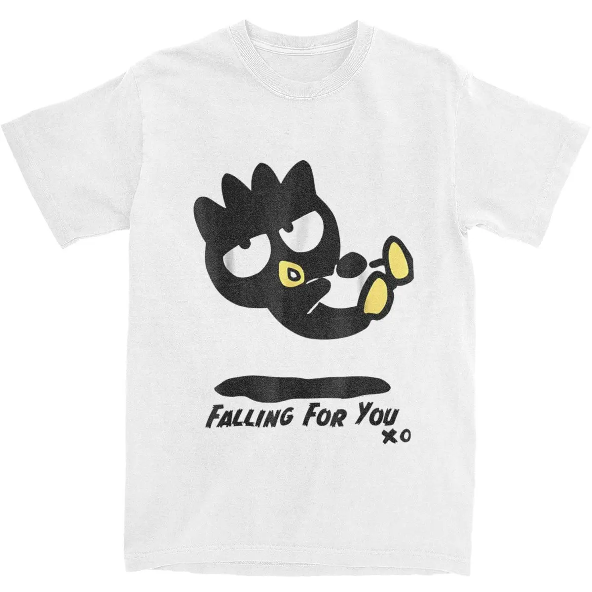 Badtz Maru Falling For You T-Shirt Mens Aesthetic Cotton T Shirts Summer O-Neck Trendy Cool Tees Print Big Size Clothing