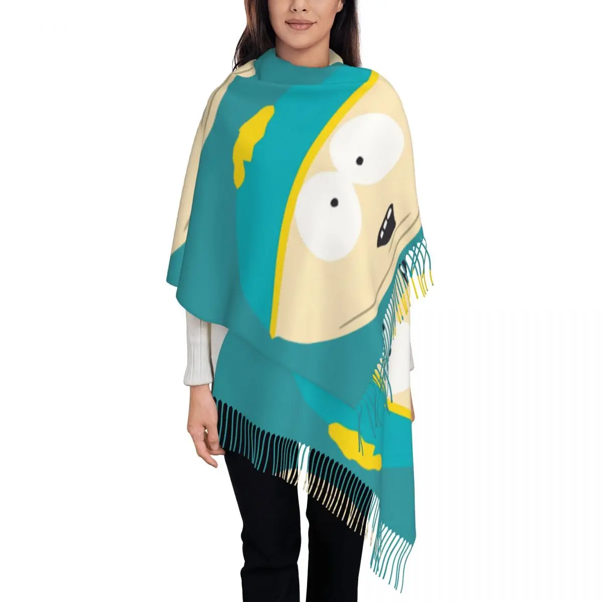 

Cartoon Eric Cartman Scarf Wrap for Women Long Winter Fall Warm Tassel Shawl Unisex South Park Scarves