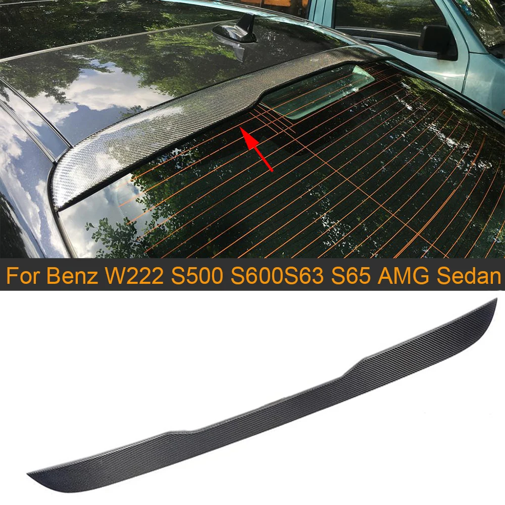 Rear Spoiler For Mercedes Benz W222 S63 S65 AMG S500 S600 Sedan 2014-2017 Rear Roof Window Lip Spoiler Wing Carbon Fiber / FRP