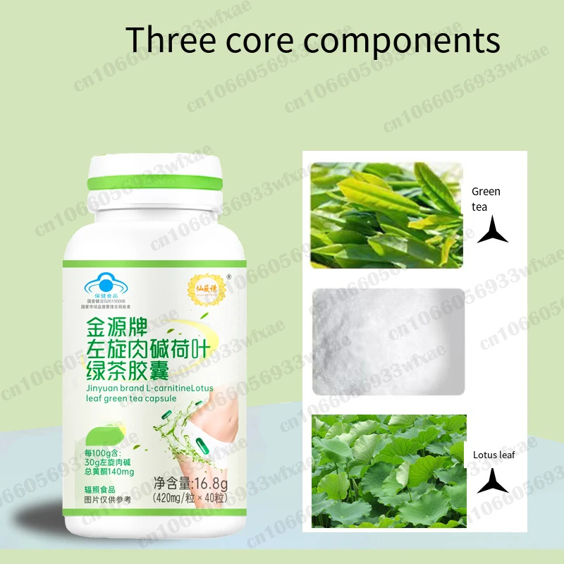 40 Pills L-carnitine Tartrate, Green Tea Extract, Lotus Leaf Extract for Women Man