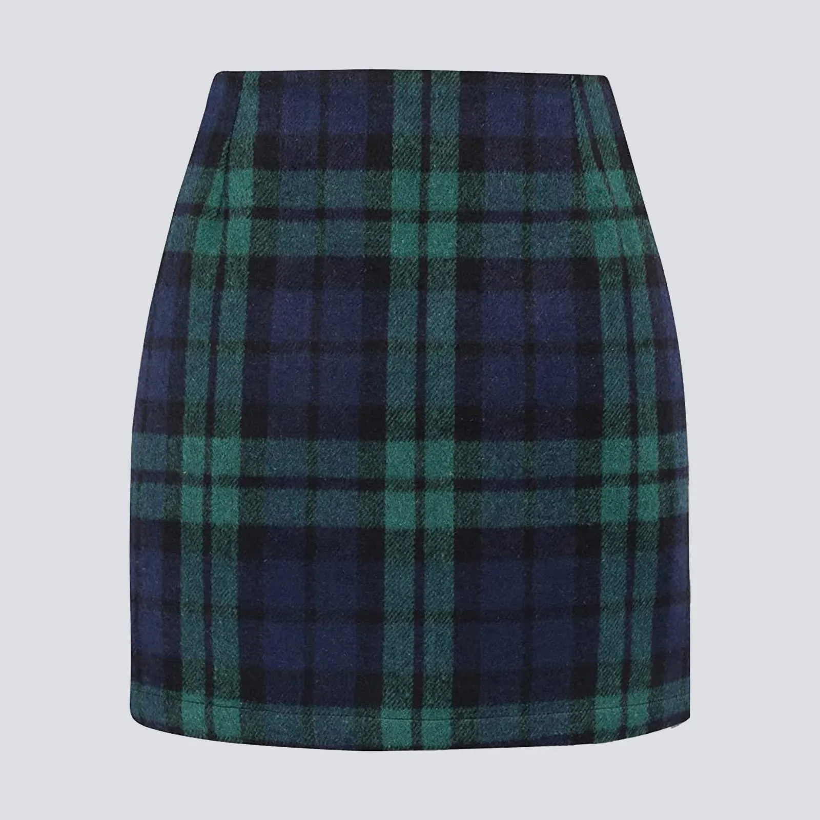 Autumn Winter Women Wool Plaid Skirt Elegant Pencil Mini Skirts Streetwear High Waist Lady Bodycon Short Skirt