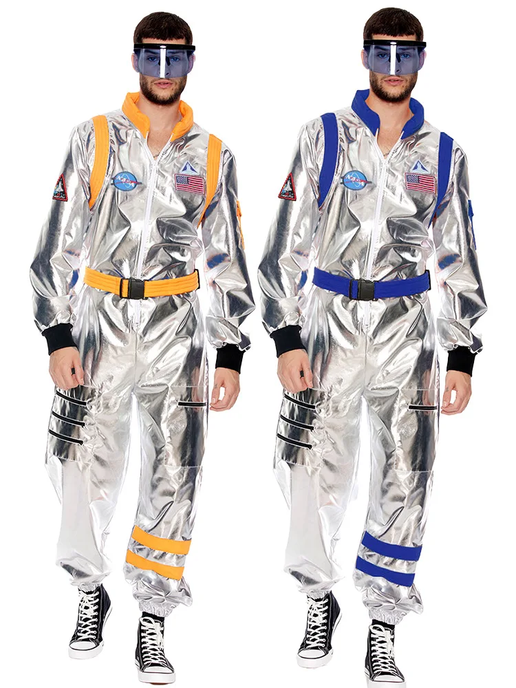 Disfraz de astronauta plateado para adultos, mono de astronauta, traje espacial para mujeres y hombres, disfraces de Halloween, novedad de 2024