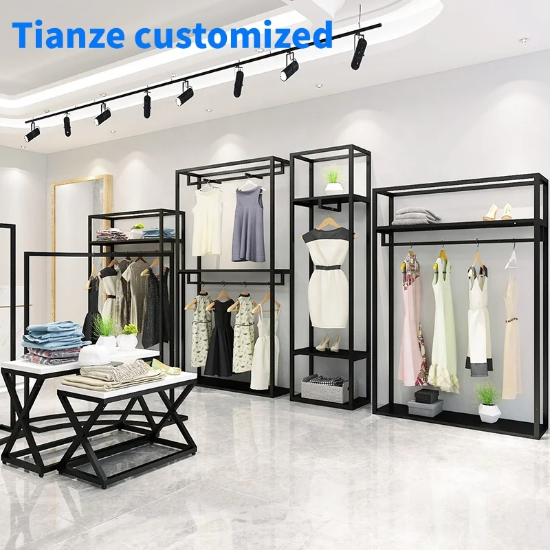 

（customized）Industrial Pipe Clothes Rack Retail Clothes Shop Furniture Modern Design Metal Clothing Display Rack