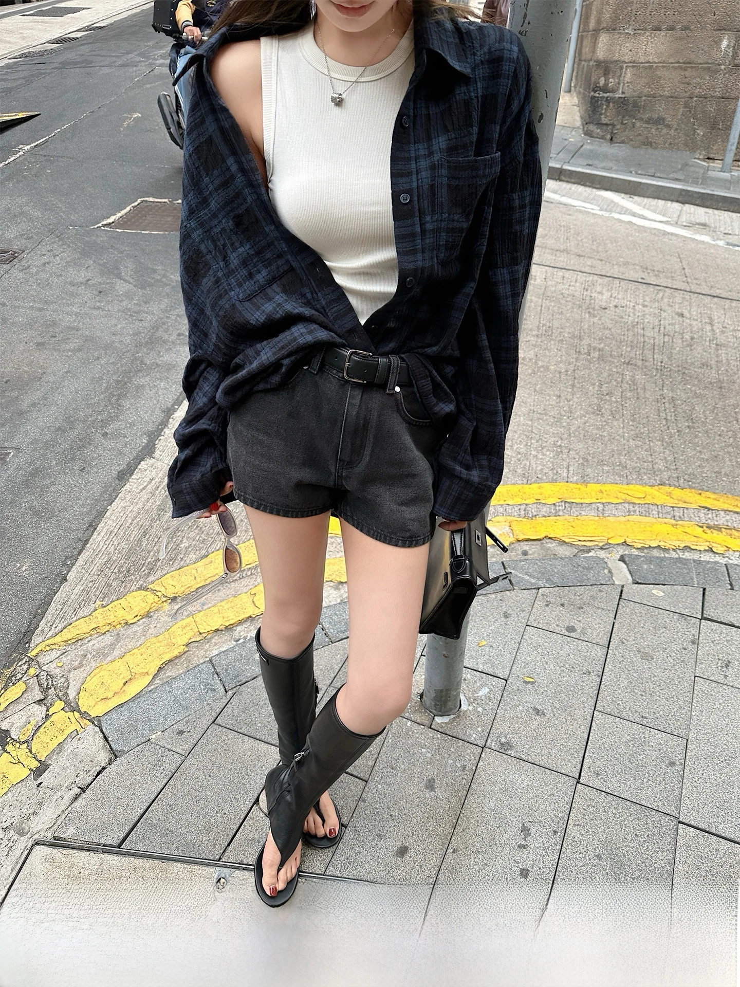 

Lilylikes Summer Blue Washed Jeans Shorts Loose A-Line Slimming Leg Lengthening Casual Cotton Straight Leg Natural Waist