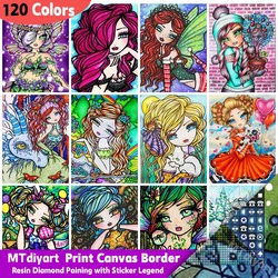Girl Cartoon Portrait Diamond Painting Print Canvas Border With Sticker Legend New Arrival Mosaic Kid Embroidery Sets Wall Art