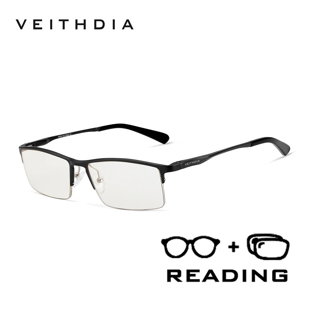 VEITHDIA Reading Glasses Blue Light Blocking Glasses Aluminum Magnesium Frame Polycarbonate Lens +1.00 +1.50 +2.00 +2.50 R8721
