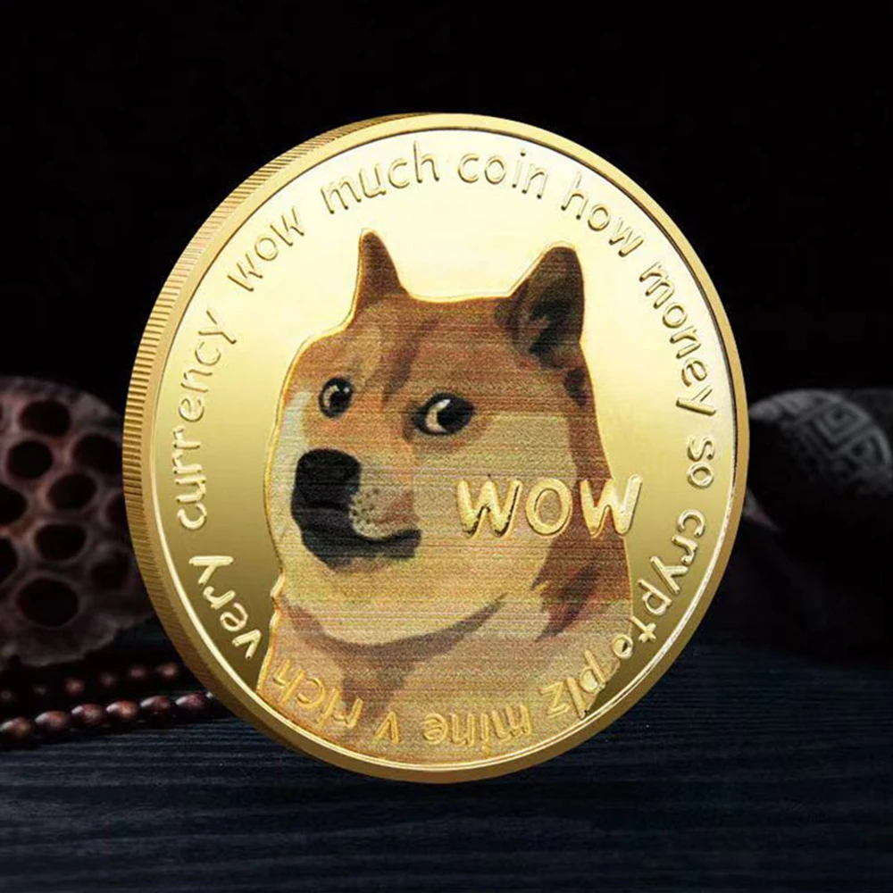 الذهب/الفضة WOW Dogecoin إلى القمر في دوجي نحن نثق بالذهب عملات تذكارية مطلية لطيف الكلب نمط مطبوعة جمع الهدايا