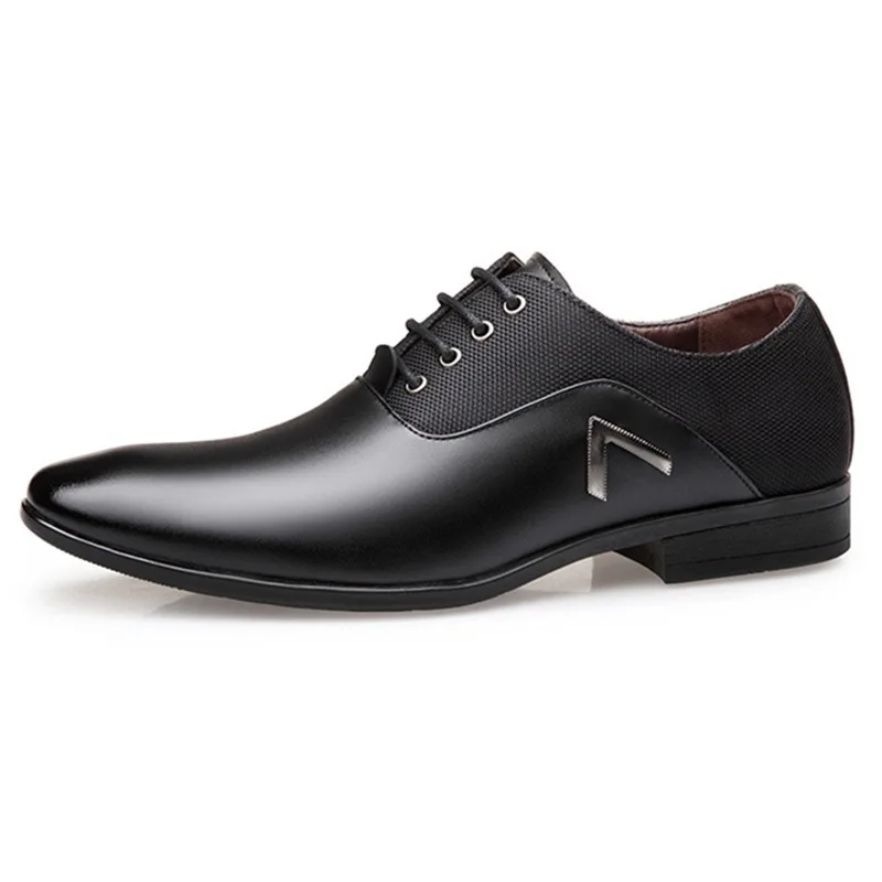 Classic Men Dress Shoes Lace-up PU Leather Shoes for Men Plus Size Point Toe Business Casual Men Formal Shoes for Wedding 2024