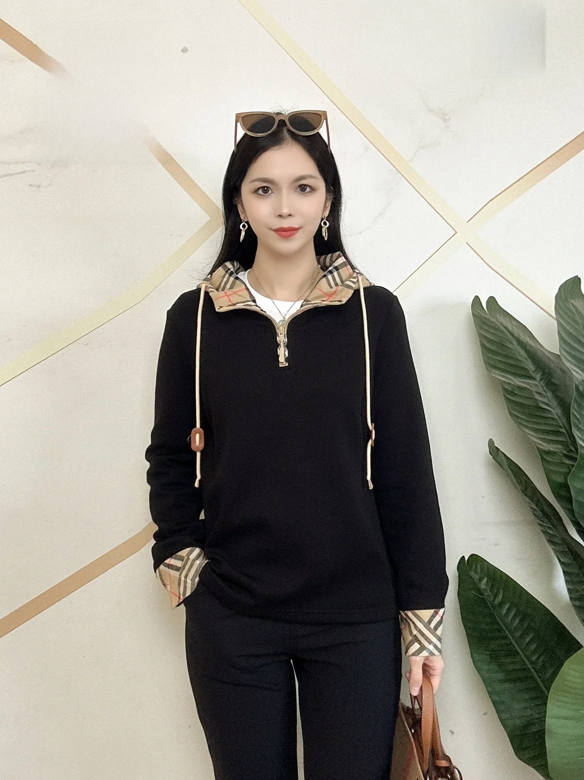 

Autumn Winter Briti Sle Women's Casual Long Sve Fce Lined Hoodie Striped Base Layer irt Comfortable Fit T-irt