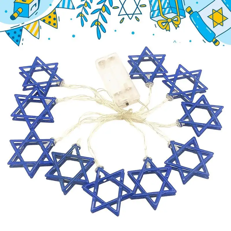 Judaism Mogen David Star Lights String Battery Operated Hanukkah LED Light For Christmas Holiday Party Wedding Xmas Decoration