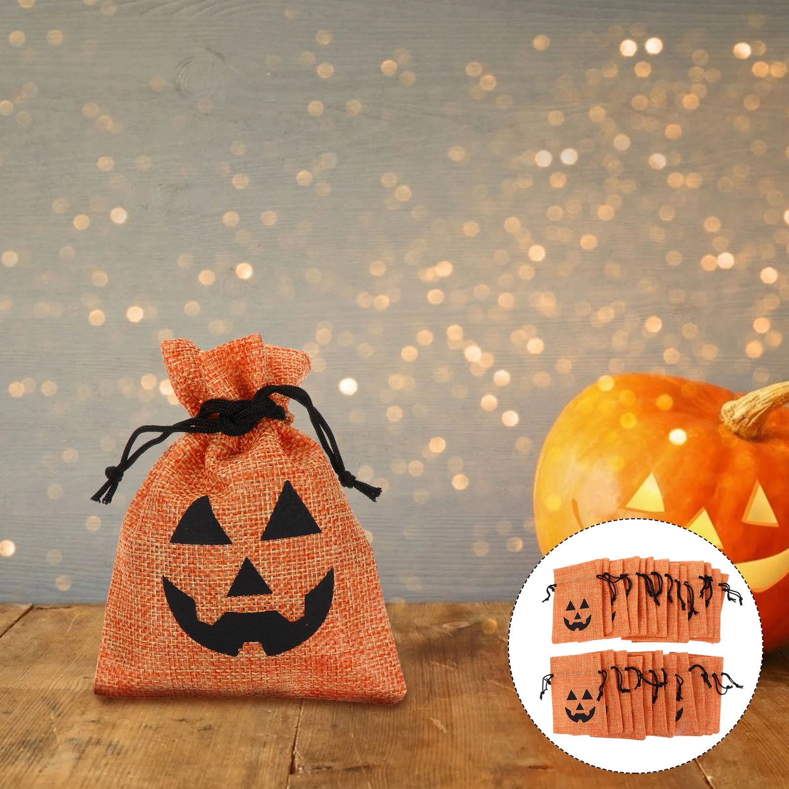 

25 Pcs Candy Bag Small Goodie Bags Pumpkin Halloween Burlap Treats Snack Storage Container Christmas