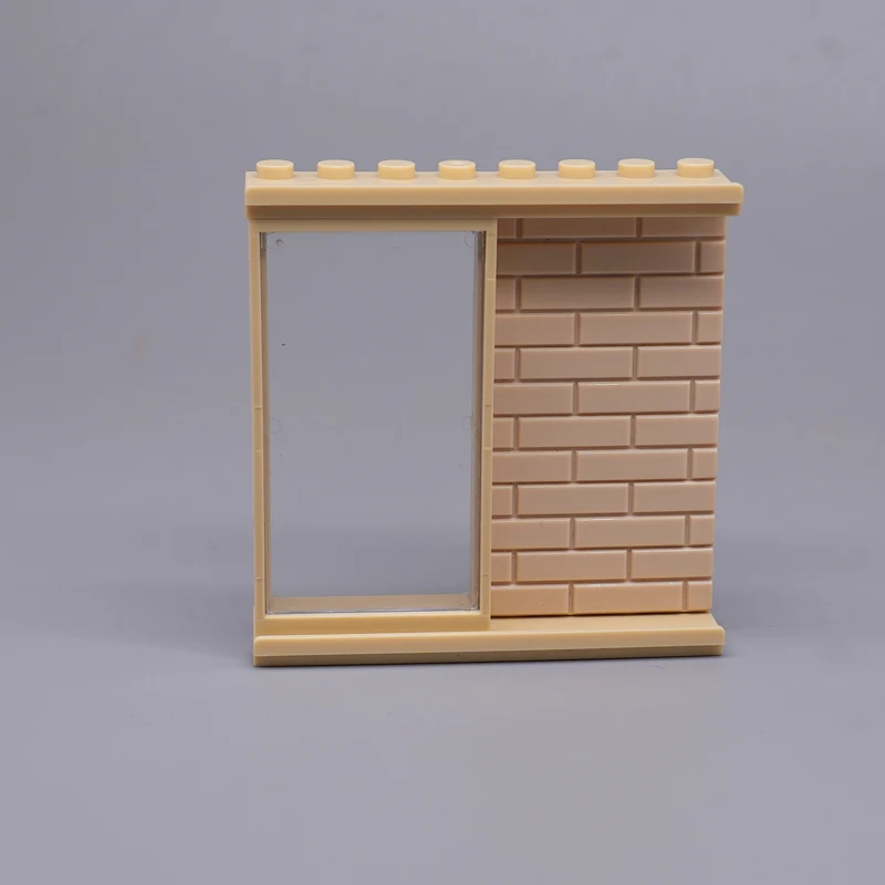 Sliding Door Window Set With Rail Transparent Glass Building Blocks Brick MOC Parts DIY Toys For Creative House Store Villa