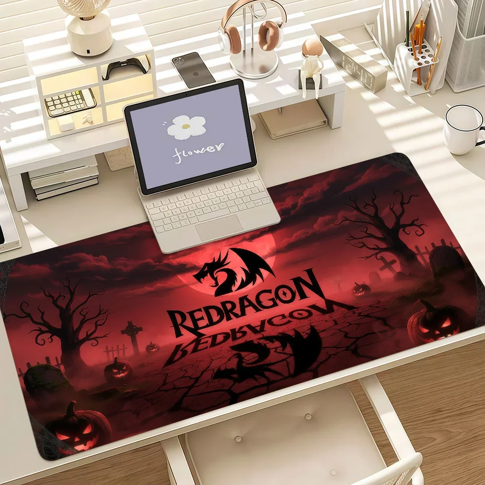 Cool Redragon Logo Mouse Pad Large Mousepad Anti‑Slip Rubber Base Desk Mat Desk Decor Gaming Keyboard Mat Laptop Office Student