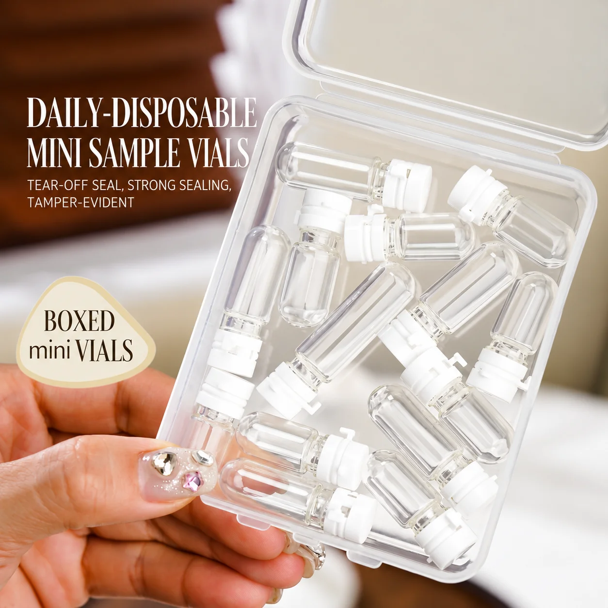 Mini Glass Refillable Bottle Portable Travel Cosmetic Bottle Glass Decanting Bottle Pull-Tab For Cosmetic Bag Skincare Decanting
