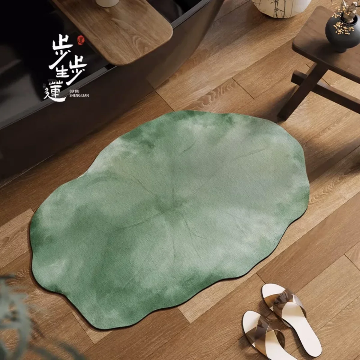 B14LYX Fresh Bamboo Swallow Print Floor Mat Oriental Home Decor Irregular Indoor Entry Decorative Rug