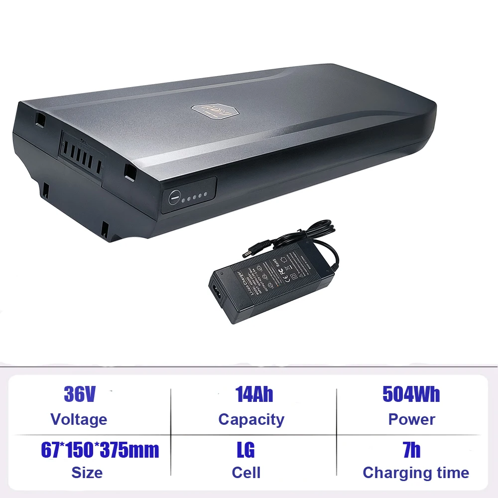 Ebike Achterdrager Batterij 36V 37V 14Ah 518Wh Li-Ion Batterij Phylion EBG370-140H1S24 voor MBM E828 INDIANA Pulse M20 M21 M22