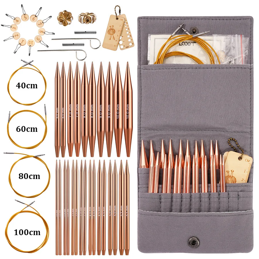 Interchangeable Circular Knitting Needles Set 13pairs 3.0-10.0mm Aluminum Crochet Hooks DIY Knitting Tools Accessories Kit