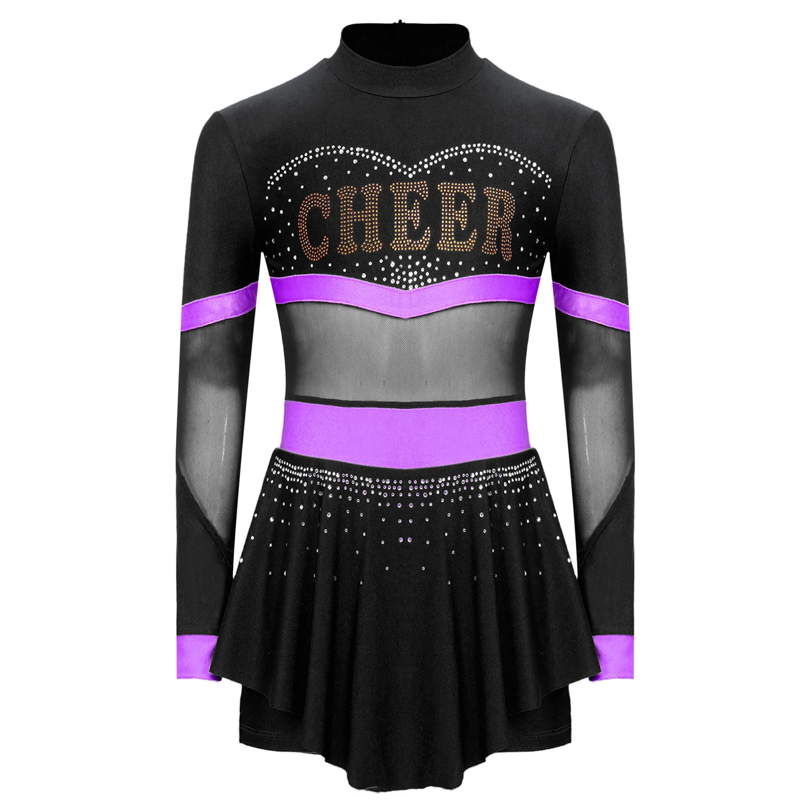 4Pcs Kids Girls Cheerleading Uniform Outfits Set Halloween Fancy Dress Cheer Leader Cosplay Costume Dance Party Wear image 4