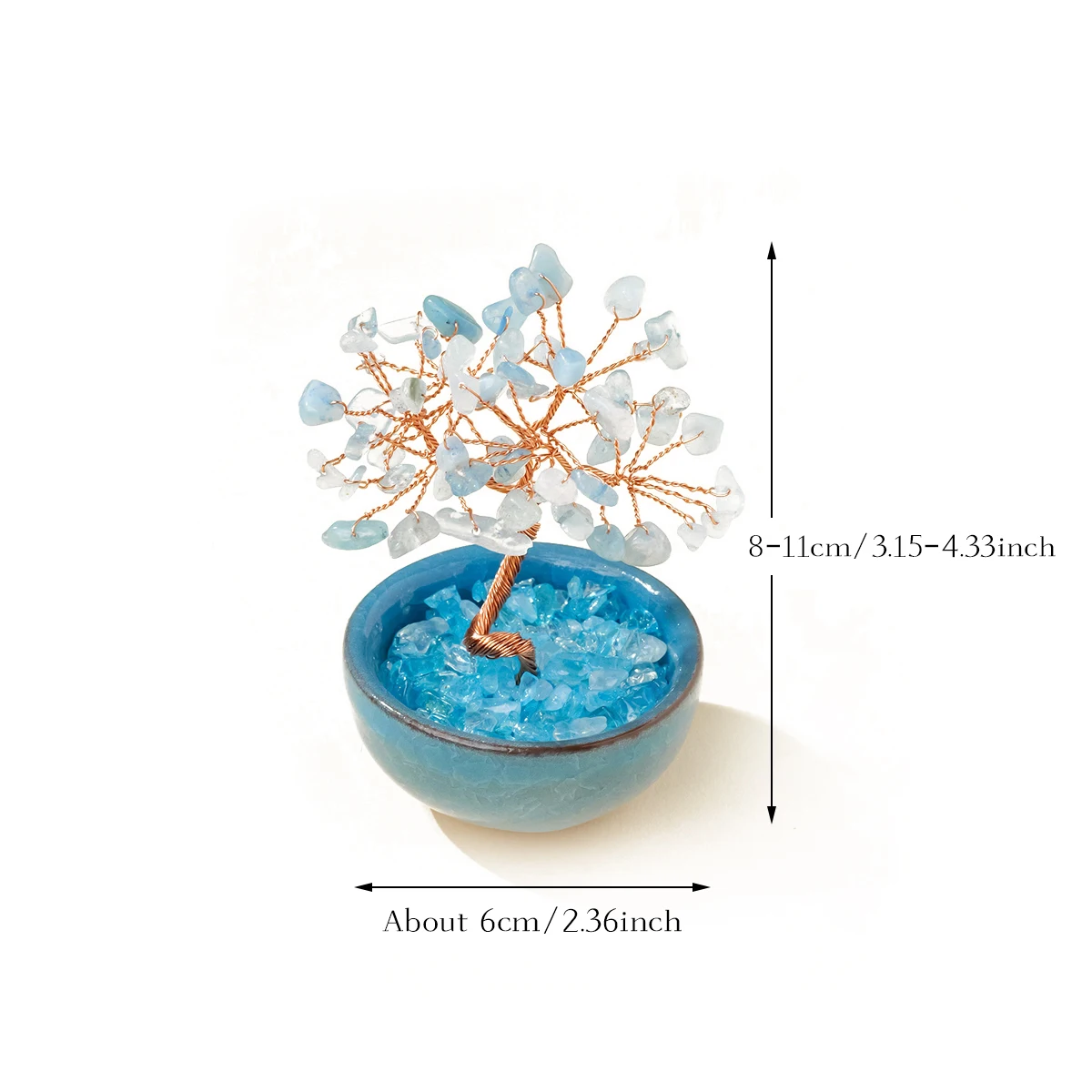 1PC Natural Crystal Blue Tea Bowl Base Tree Reiki Home Decor Bedroom Decorative Halloween Christmas Gift