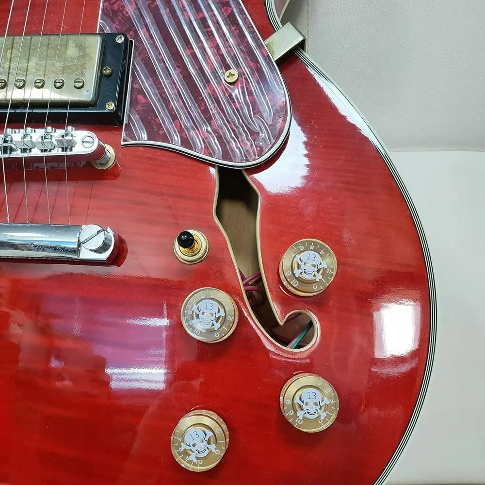 4Pcs Skull Head Electric Guitar Bass Knobs Speed Volume Tone Control Knobs Gold #4