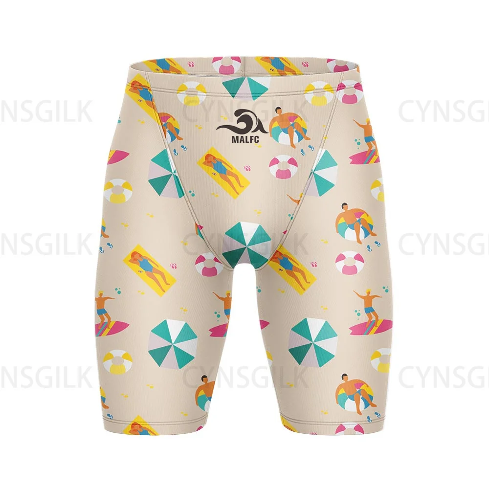 Summer New Gym Jammers Lycra Pants Men's Swim Jammer Swimsuit Shorts Swimming Trunks Beach Tights Shorts Surfing Diving Swimwear