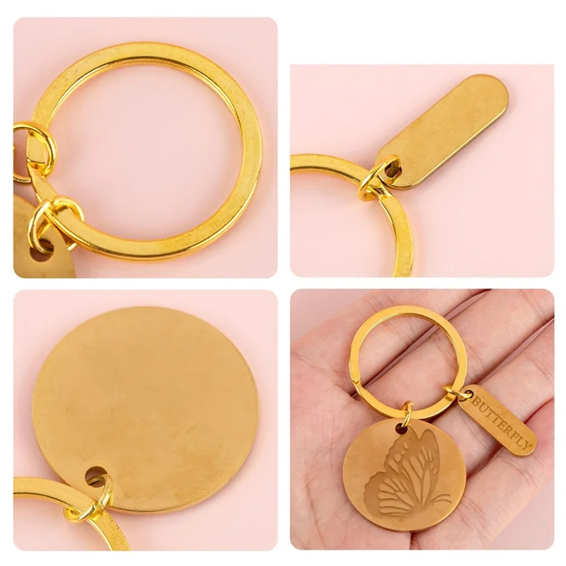 AA94-30 Pcs Engravable Metal Keychain Blanks Engraving Keychain Blanks Metal Stamping Blanks Jewelry For DIY Crafts