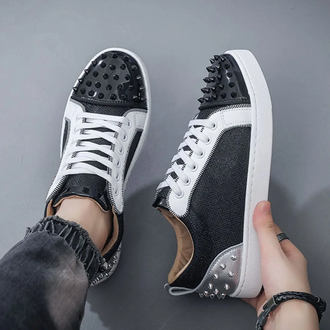 

New Men's Sneakers Fashion Rivets Design Young Men's Casual Sports Shoes Breathable Men Flat Skateboard Shoes Zapatillas