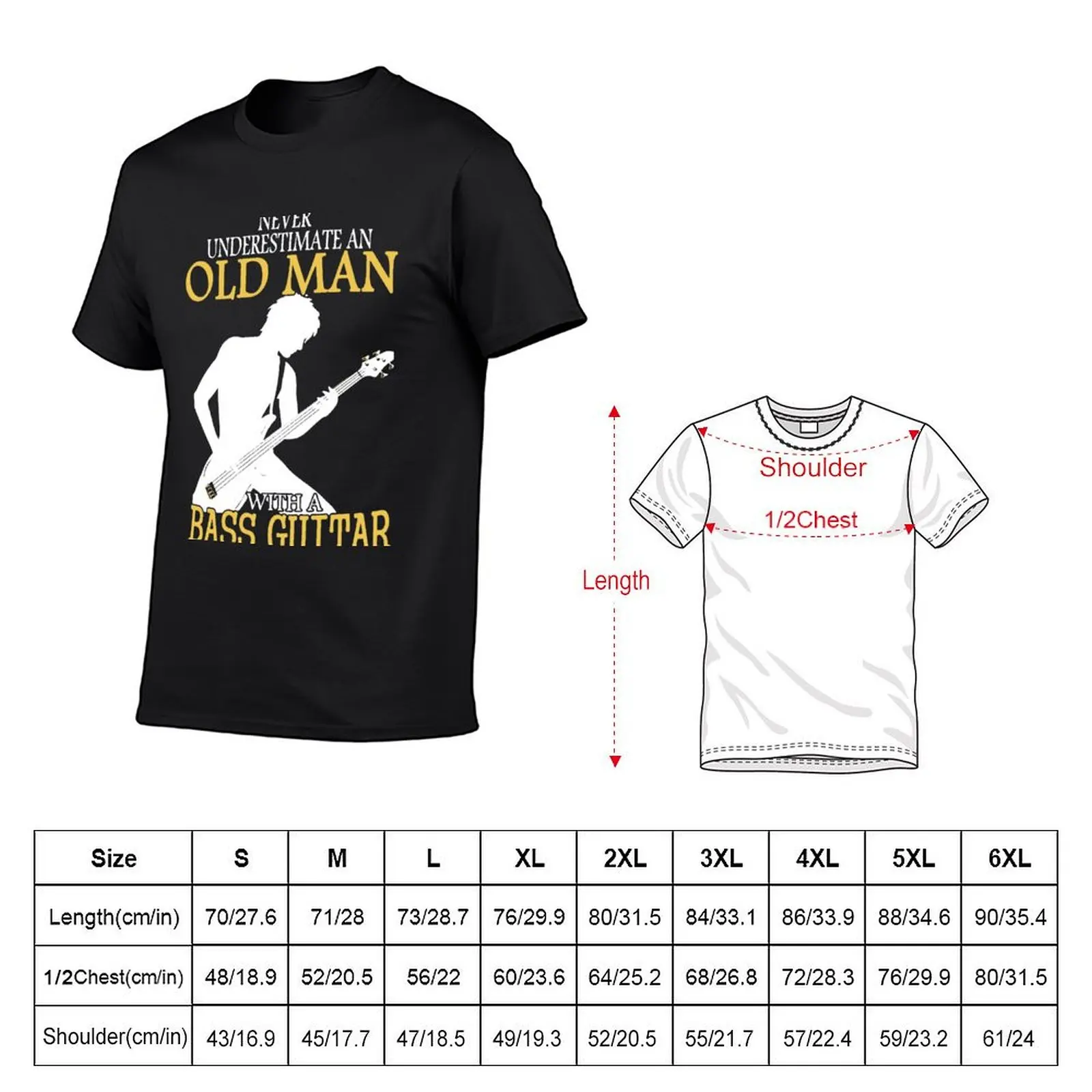 Never Underestimate An Old Man With A Bass Guitar T-Shirt sublime aesthetic clothes sports fans Men's t-shirt