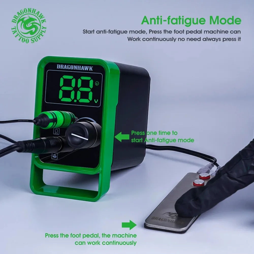 Alimentazione professionale per tatuaggi Mini Dragonhawk Alimentatore LCD portatile con interruttore a doppia modalità Alimentatore per penna per tatuaggi