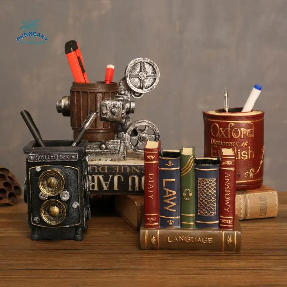 

Durable American Style Saxophone Ornaments Retro Decorative Violin Storage Holder Handicraft Resin Pen Holder Desk