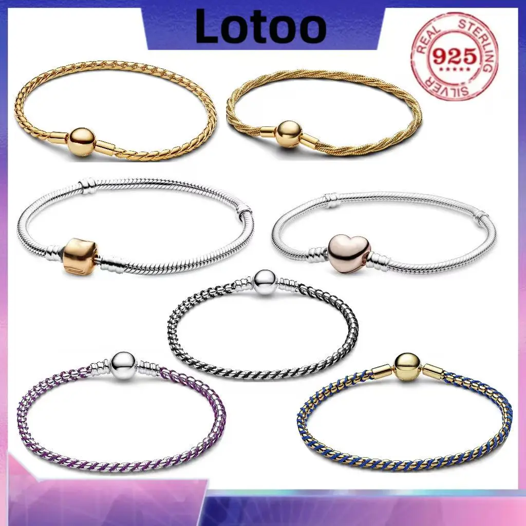 High-quality 100%925 Sterling Silver Round Clasp Head Snake Chain And Woven Bracelets For Women's Birthday Jewelry Gifts