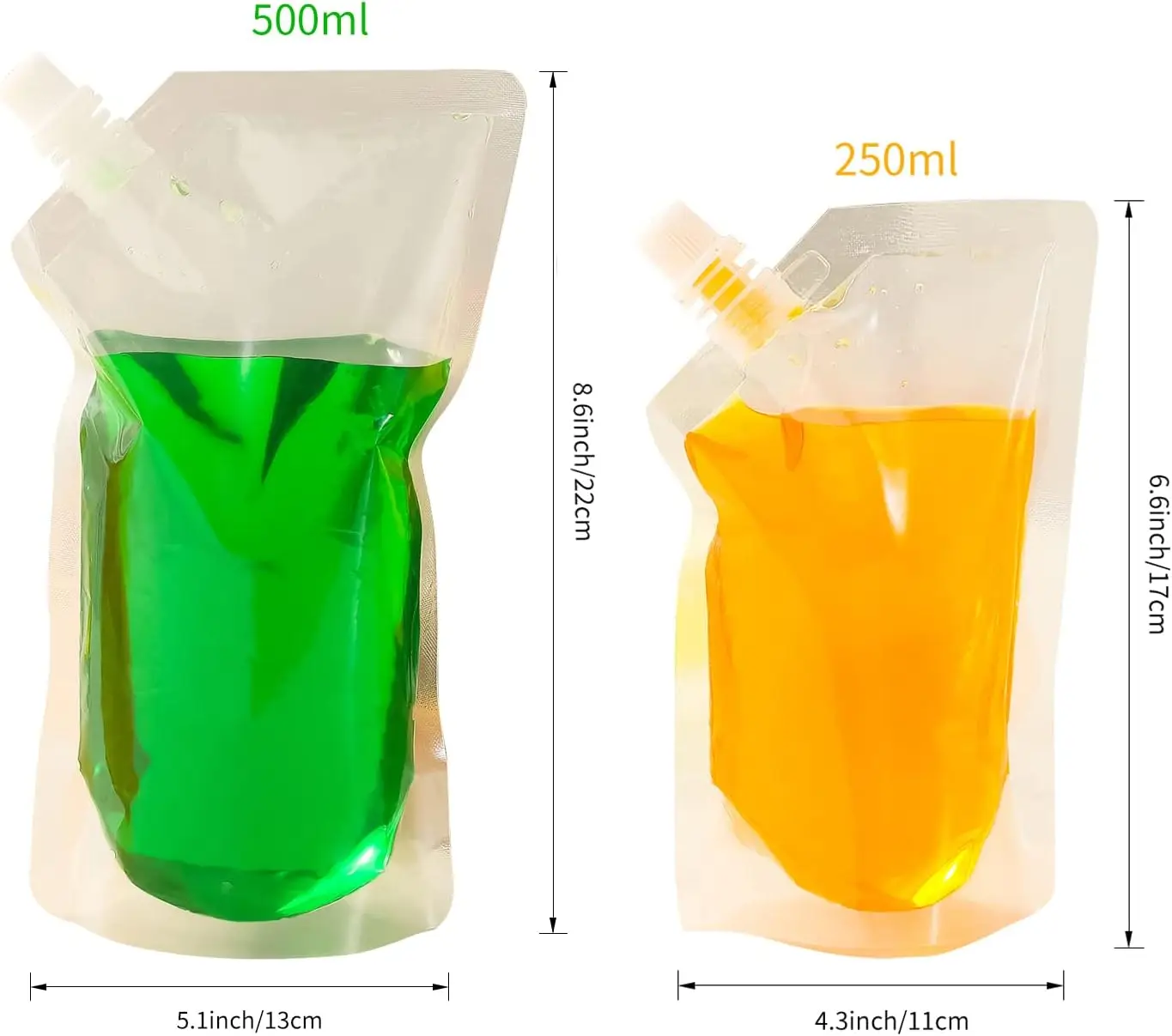 Reusable Alcohol Pouches for Liquor, BPA-Free Plastic Travel Flasks with Funnel, 8oz & 16oz, Leakproof