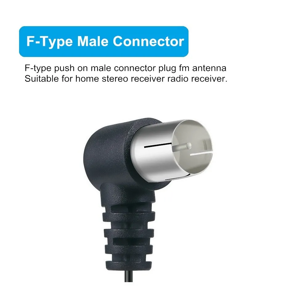 Antena fm para receptor estéreo, antena de rádio fm interna, 75 ohm unbal f tipo macho, antena de fio